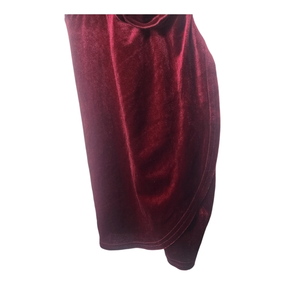 Windsor Velvet Rosette Mini Dress Large Wine Romantic Stretch Party Dance Wrap - Picture 6 of 9